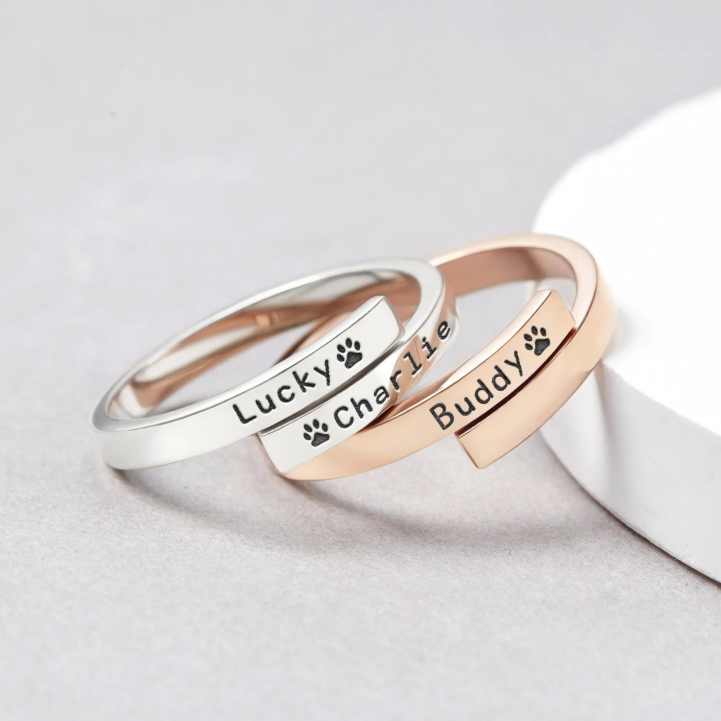 Anillo personalizado con nombre de mascota