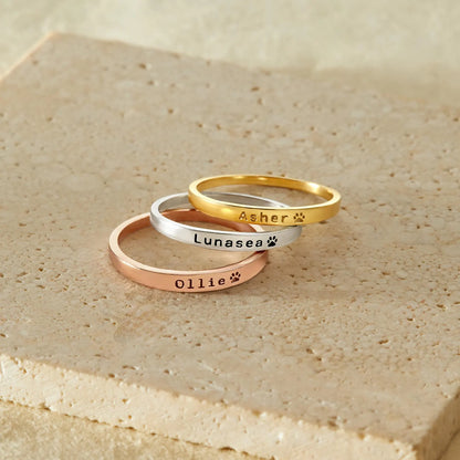 Anillo personalizado con nombre de mascota