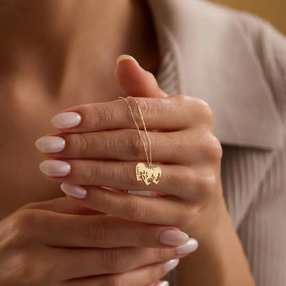 Collar personalizado de corazón con nombre y huellita