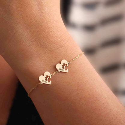 Pulsera personalizada con nombre y huella en forma de corazón